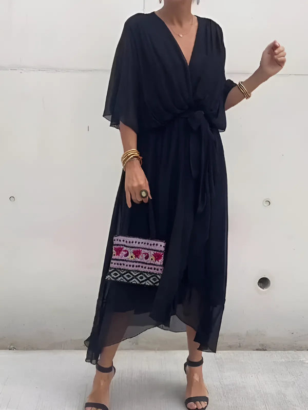Seraphina | Tidless Wrap Midi Jurk in Elegant Ontwerp