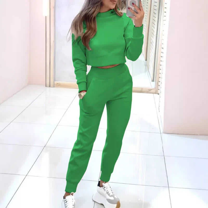 Eivissa - Comfortabel Dames Tweedelig Trainingspak met Cropped Sweater