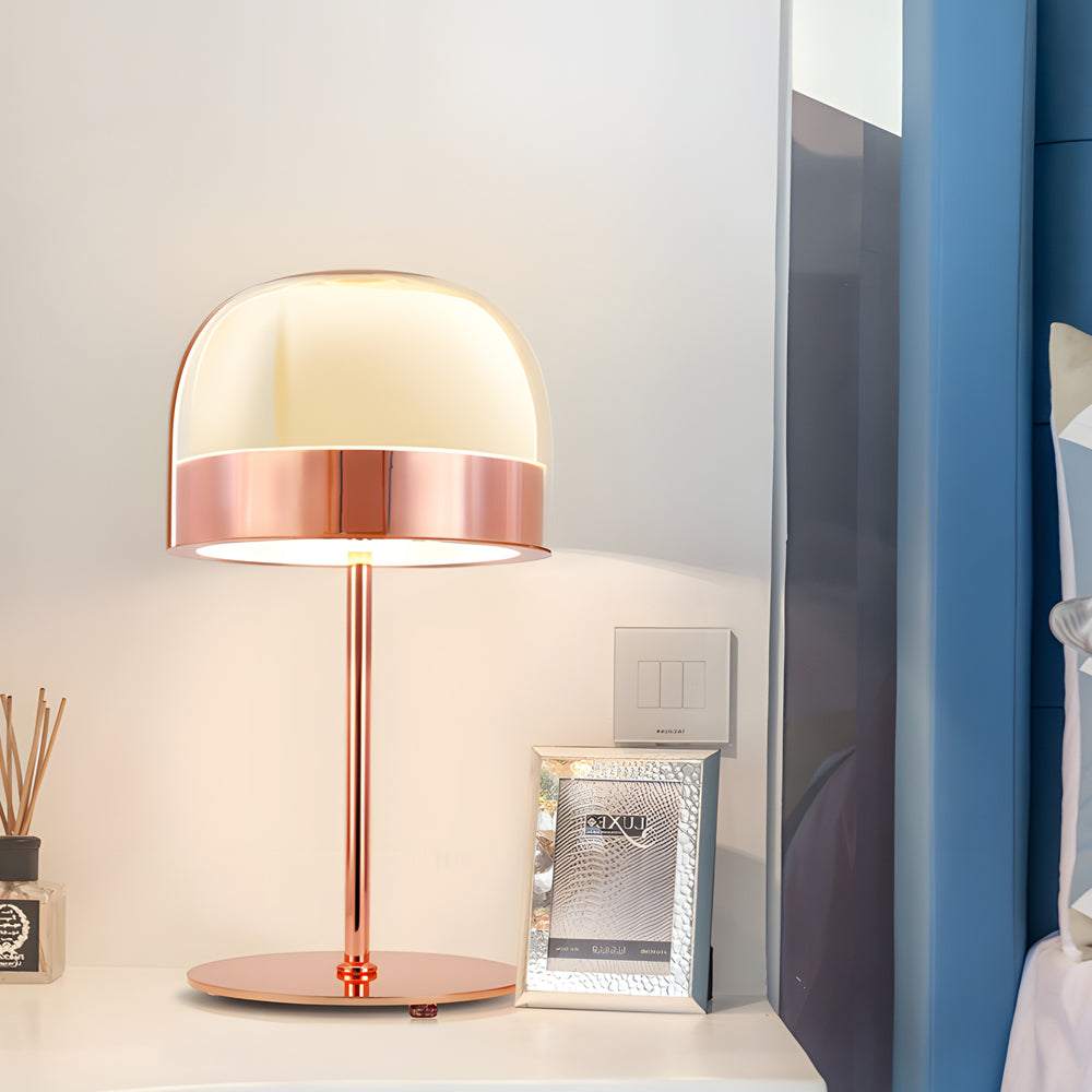 Glazen Tafellamp Met Tweelaags Nachtlampje Elegant Ontwerp