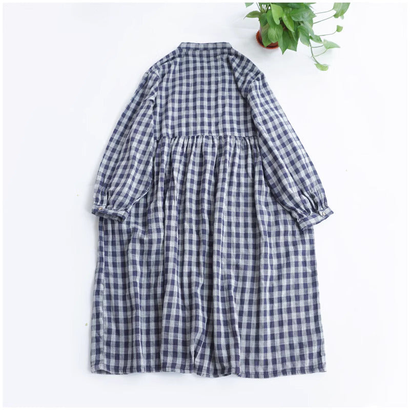 Turtleneck Geruite Katoenen Midi Jurk