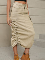 Dames Trekkoord Rok Zijkant Casual Denim Cargo Rok