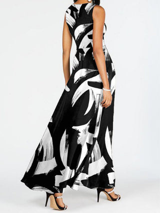 Patchwork Crew Neck Mouwloze Jumpsuit