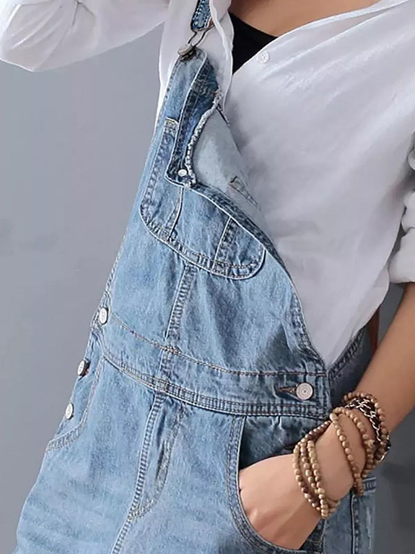 Rug Splits Versleten Denim Overalls Jurk