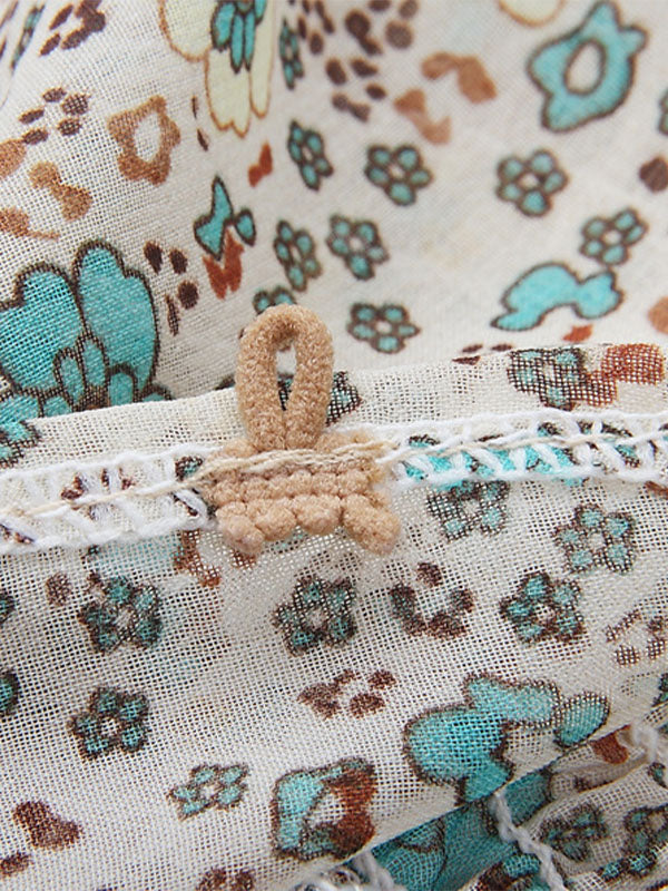 Franje Chiffon Gedrukt Lange Jurk