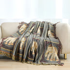 Bohemian Olifant Print Tassel Deken