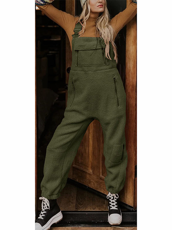 Dames Fleece Thermische Overalls Met Ritszakken