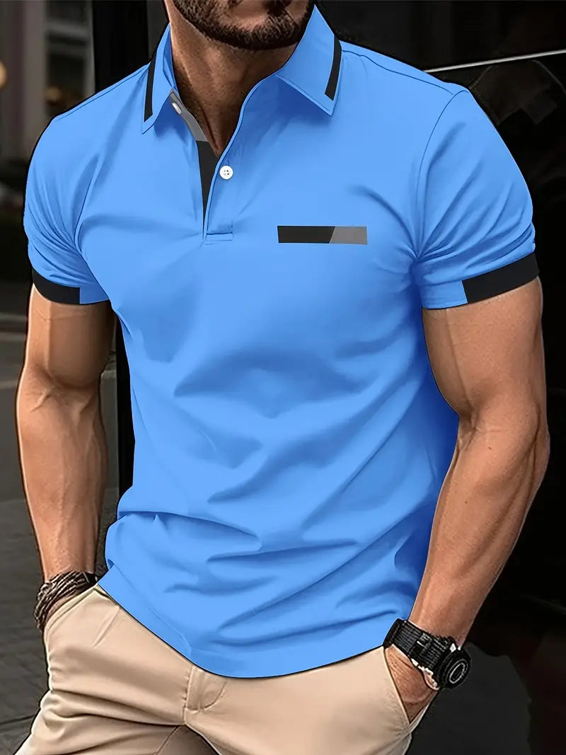 Variant image for Heren T Shirt Blauw M Katoen Kleurblok Casual Sportstijl-19
