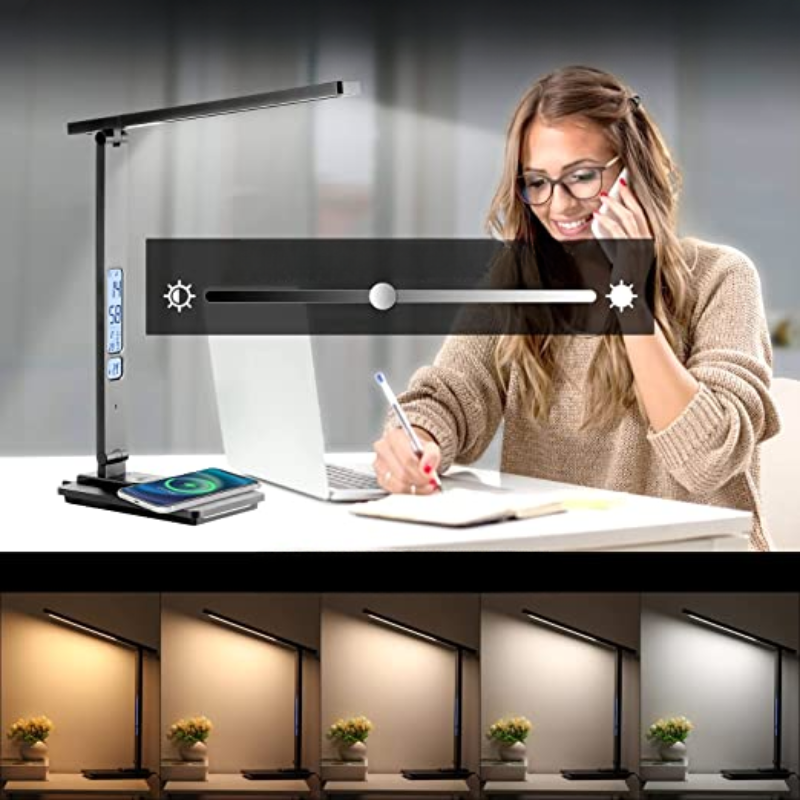 SmartBeam - LED Bureaulamp met Draadloze Oplader en USB Poort