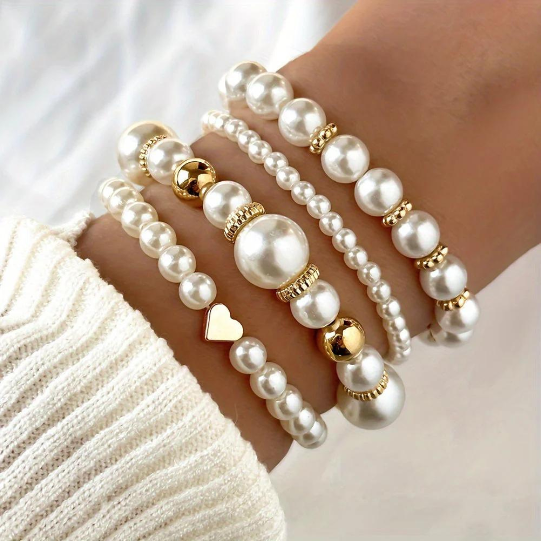Set van 4 Flari Pearl-linten - past op alle polsen