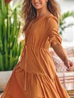 Bohemian Maxi Jurken met Touwtjes in de Taille