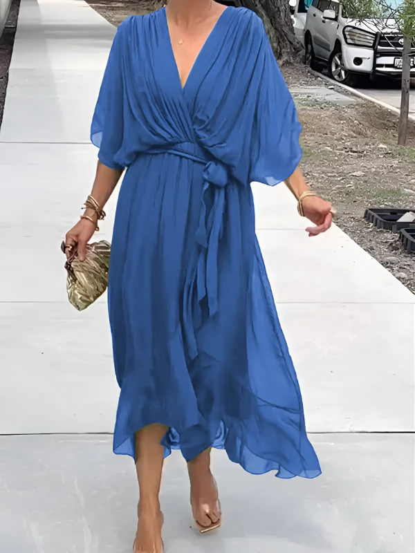 Seraphina | Tidless Wrap Midi Jurk in Elegant Ontwerp