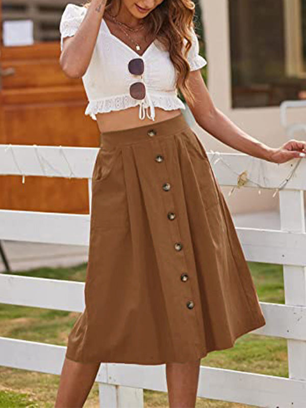 Dames Casual Hoge Taille Knoprok
