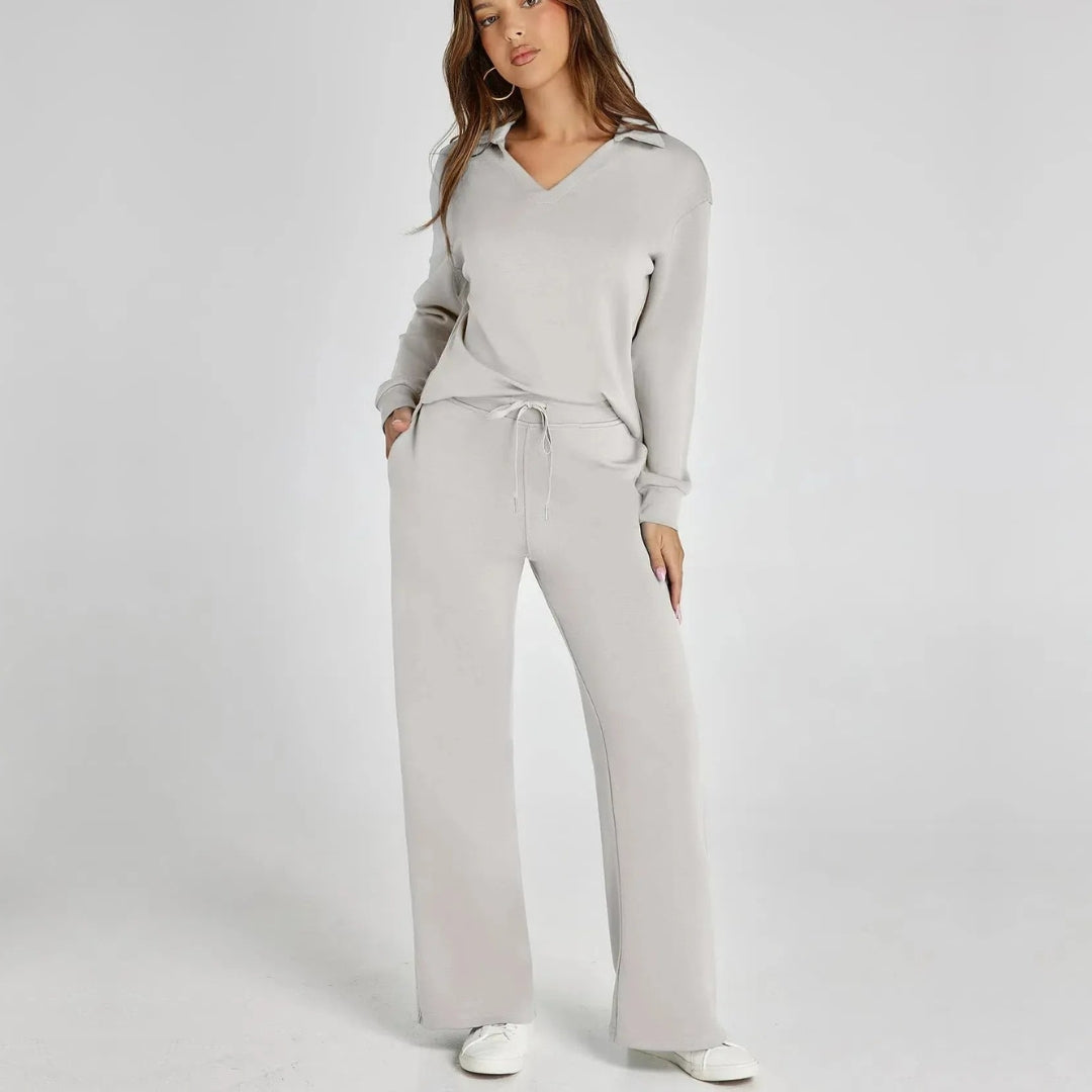 Eulària - Luxe Loungewear Set met Comfy Broek en V-hals
