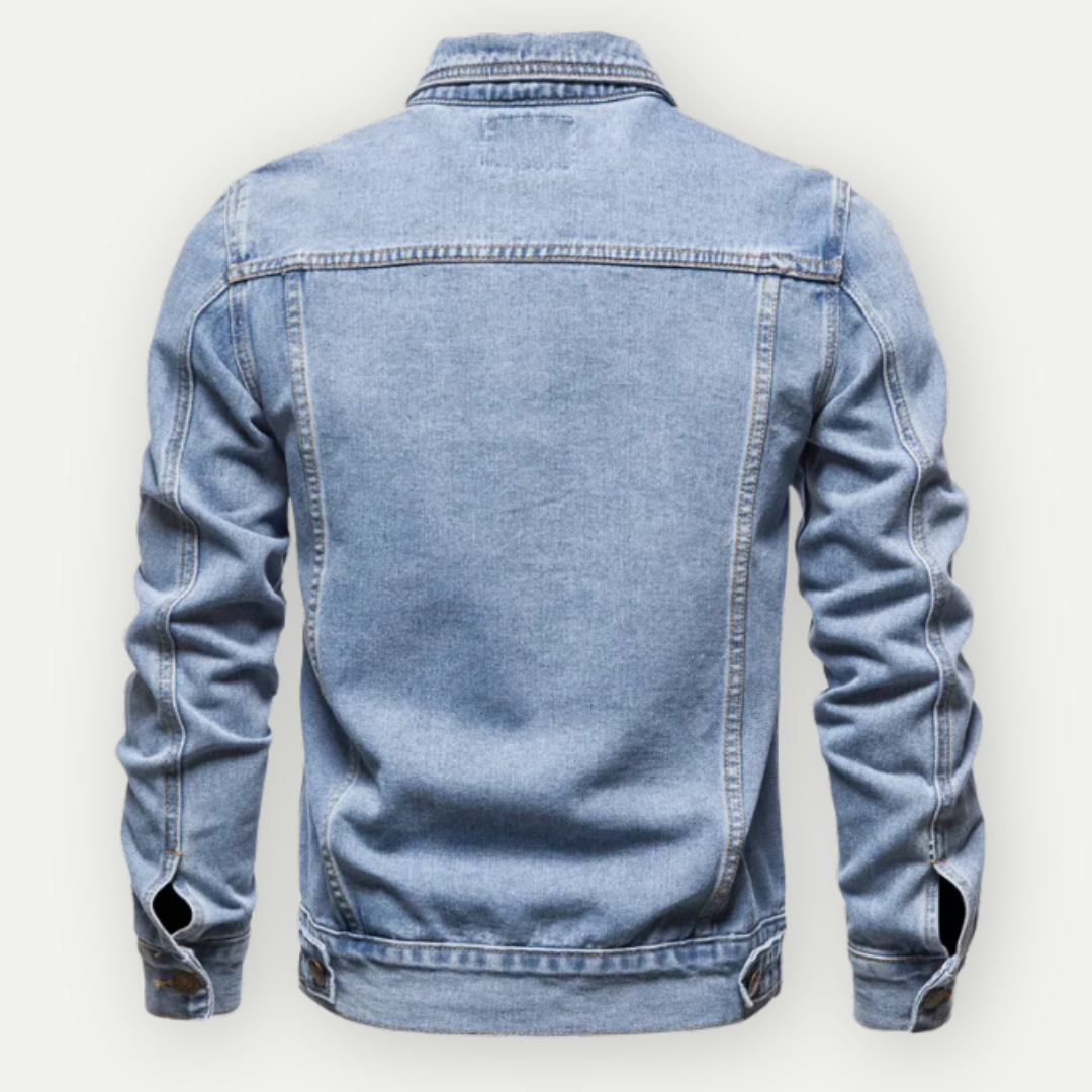 Denim Spijkerjas met Knoopsluiting - Indigo-gewassen met puntkraag