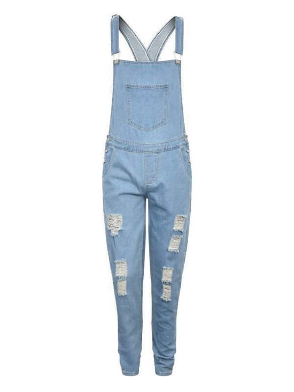 Versleten Verweerd Gewassen Denim Overalls