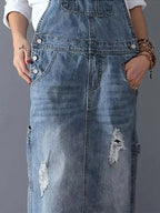Rug Splits Versleten Denim Overalls Jurk