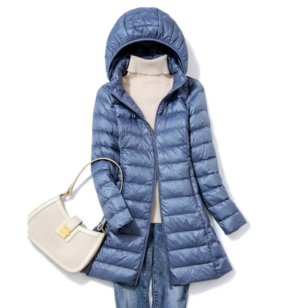 Dames Lange Winter Puffer Jas | Capuchon