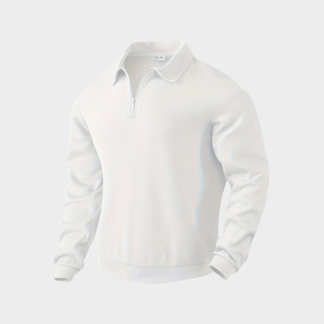 Kwart Rits Trui Met Geometrische Print Voor Vrouw en Man