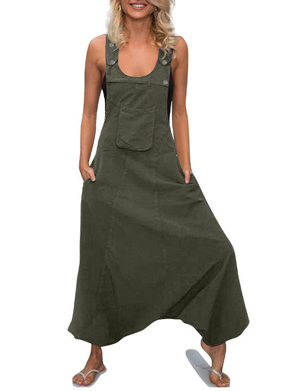 Dames U-hals Mouwloze Harem Wijde Pijpen Jumpsuit