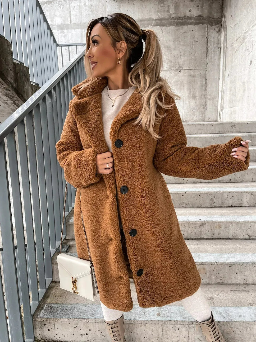 Trenchcoat Van Pluche Warm En Ademend Voor Koude Seizoen - Winterjas Dames