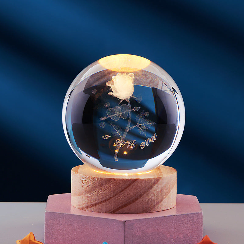 3D Led Nachtlamp Kristallen Ontwerp Met Betoverende Sfeer