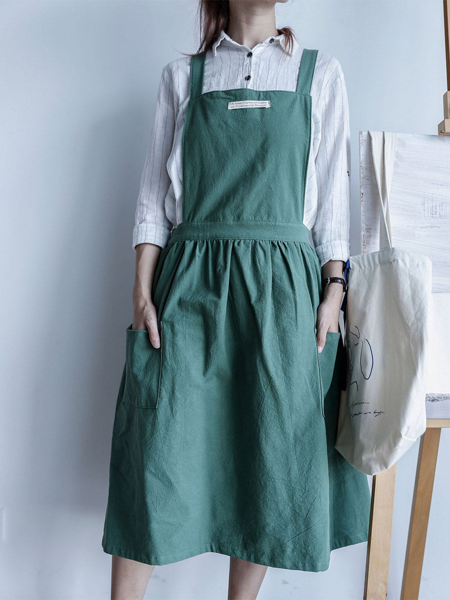 Vrouwen Geplooide Casual Katoenen Schort