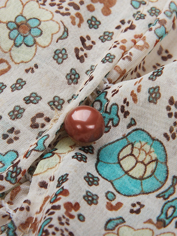 Franje Chiffon Gedrukt Lange Jurk