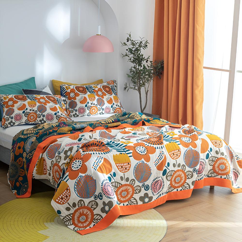 Boho Cartoon Bloemen Deken