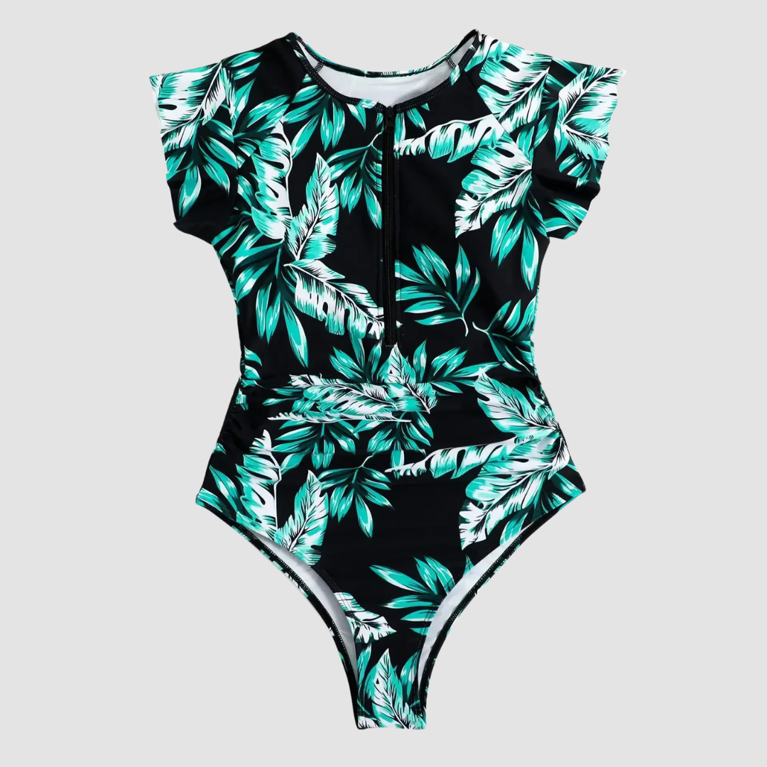 Mia Camouflage Zwempak Voor Dames Met Ritssluiting Flatterende Pasvorm Ideaal Voor Strand En Zwembad