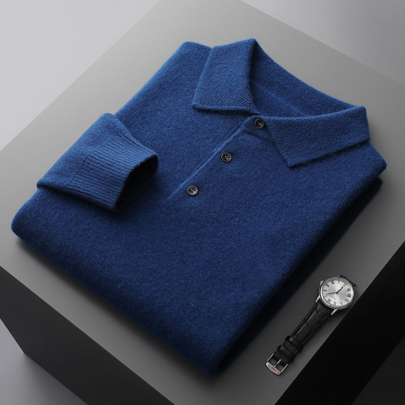 Cashmere/Merino Wol Lange Mouwen Polo Shirt