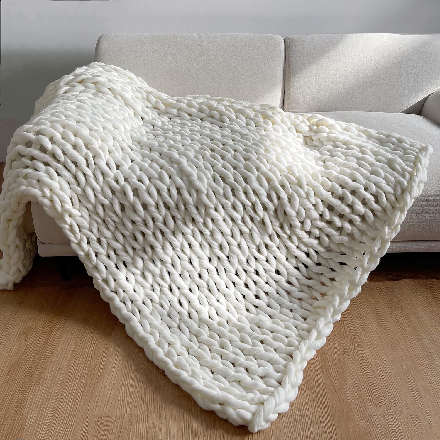 Chunky Knit Handmade Weighted Throw – Ultra-Cozy & Stylish Deken