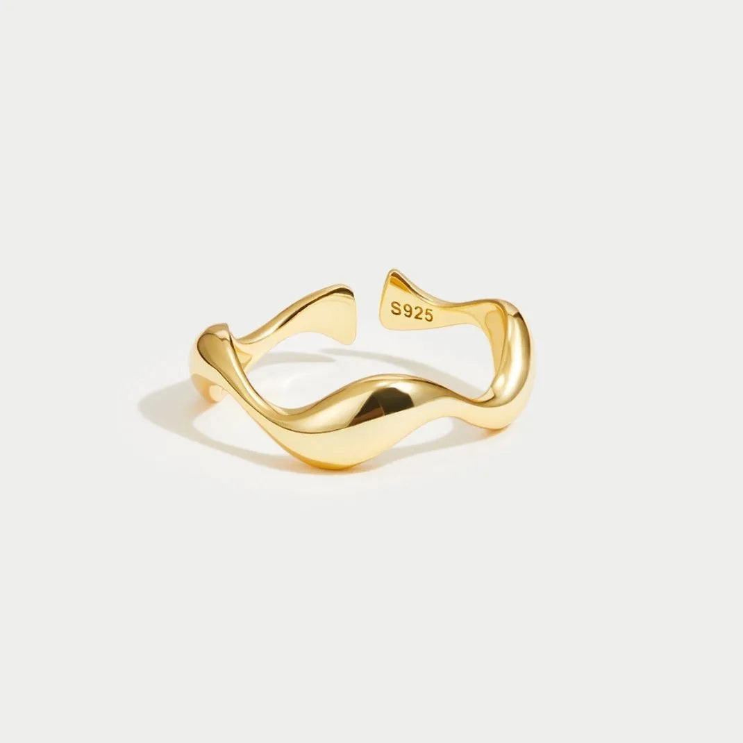 Ring Minimalistisch Oceaan Inspiratie 18K Verguld Verstelbaar