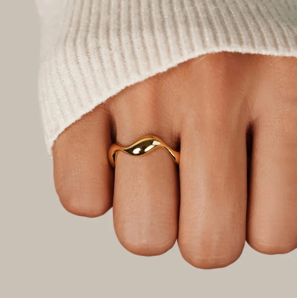 Ring Minimalistisch Oceaan Inspiratie 18K Verguld Verstelbaar