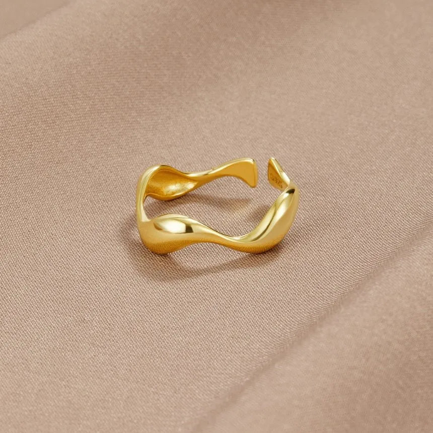 Ring Minimalistisch Oceaan Inspiratie 18K Verguld Verstelbaar