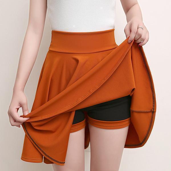 A-lijn Elastische Taille Plissé Rok met Aangehechte Shorts