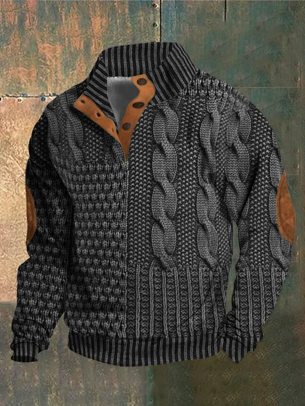 Sweatshirt Heren Patchwork Met Zachte Elleboogpatches