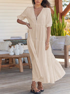 Bohemian Maxi Jurken met Touwtjes in de Taille