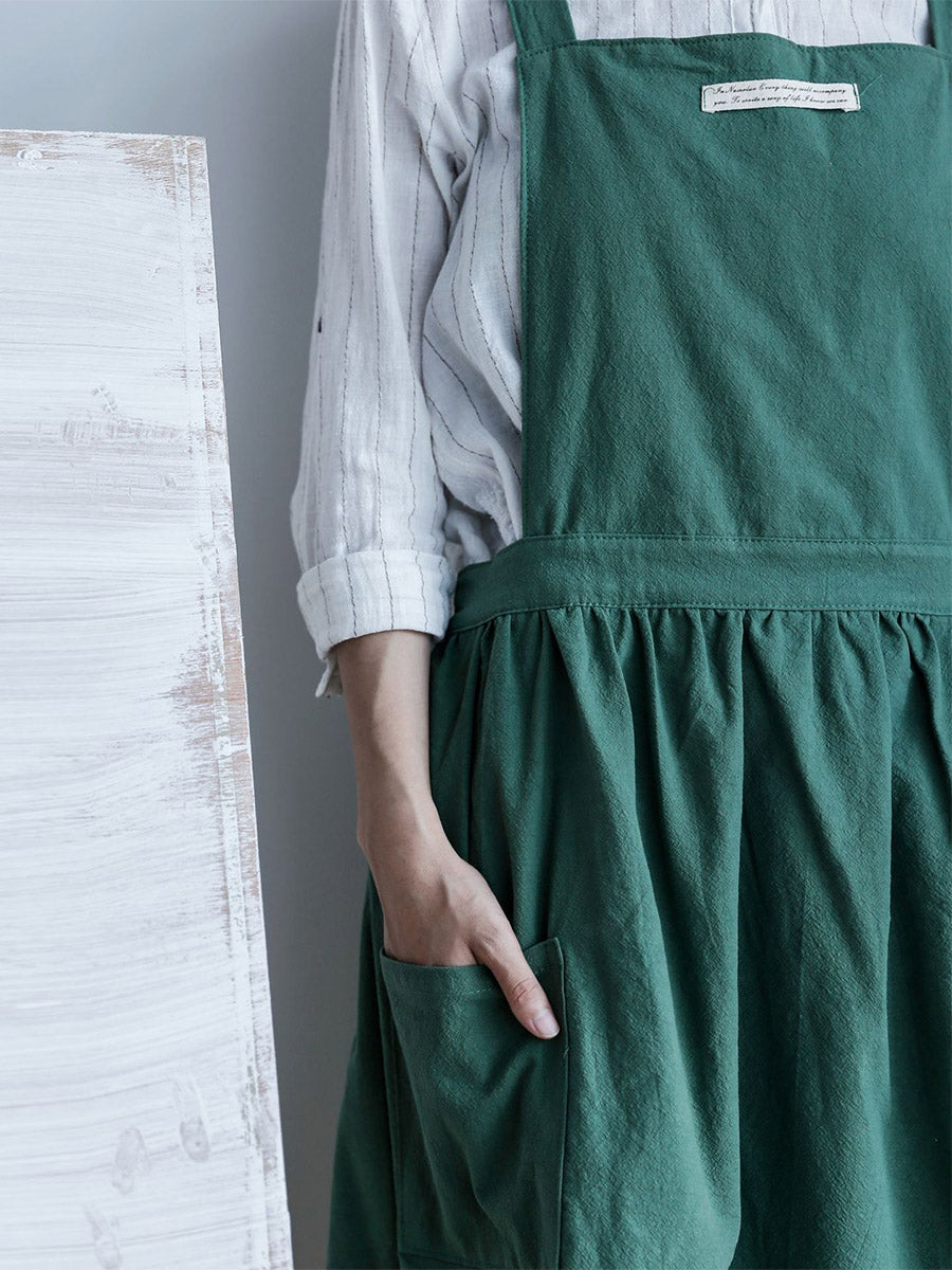 Vrouwen Geplooide Casual Katoenen Schort