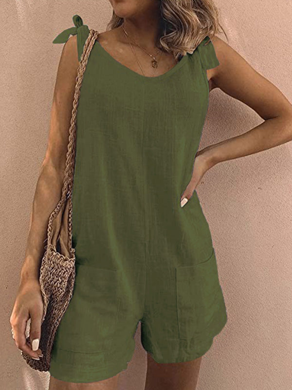 Dames Katoenen Overalls Casual Mouwloze Romper