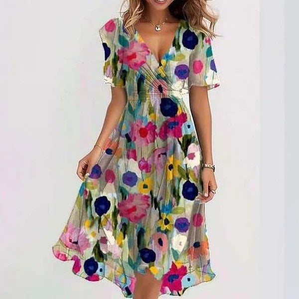 Lichte Zomerjurk met Bloemenpatroon | Luchtige Chiffon | Perfect voor Zomerdagen