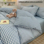 Blauw Geruit Dekbed – Koreaanse Look in Fris Design