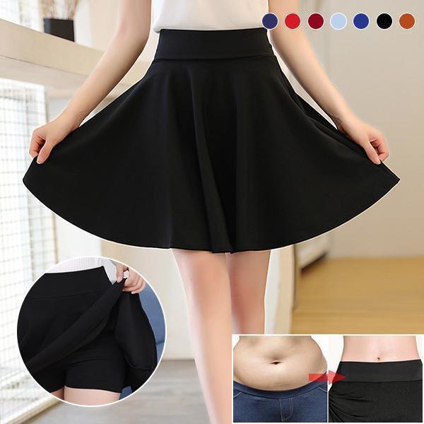 A-lijn Elastische Taille Plissé Rok met Aangehechte Shorts