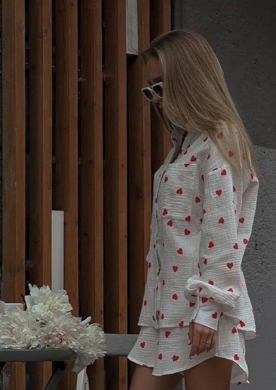 Stijlvolle Tallulah Set met Hartprint van Katoen voor Dames