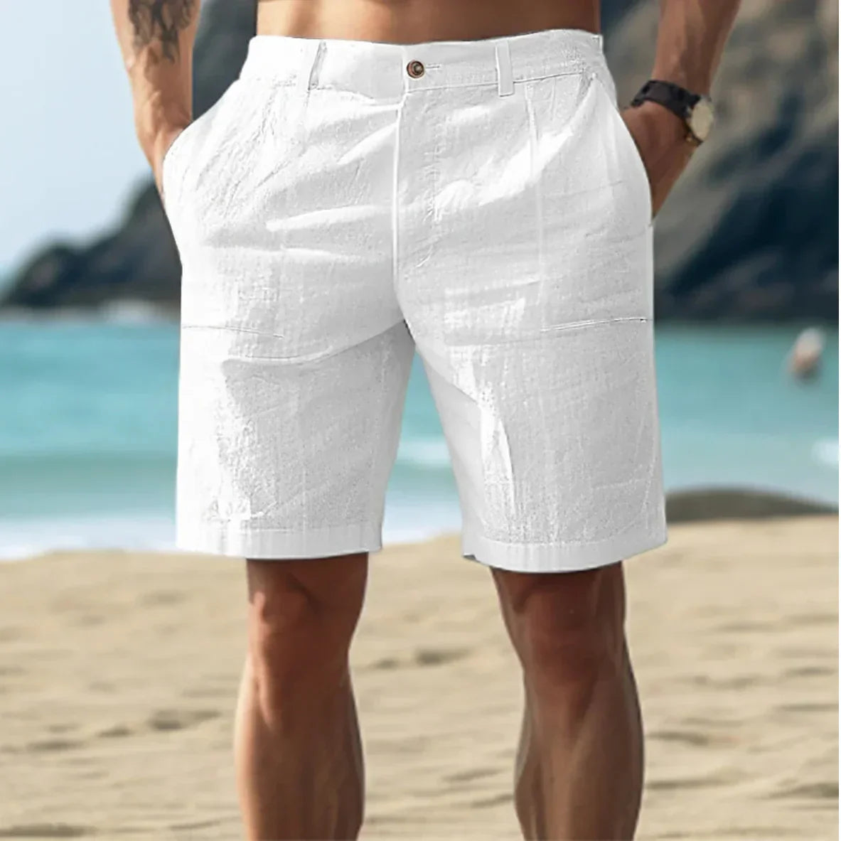 Luxe heren linnen shorts voor ontspannen zomerdagen