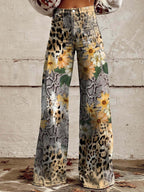 Ēden - Vintage Broek met Wijde Pijpen en Trendy Print