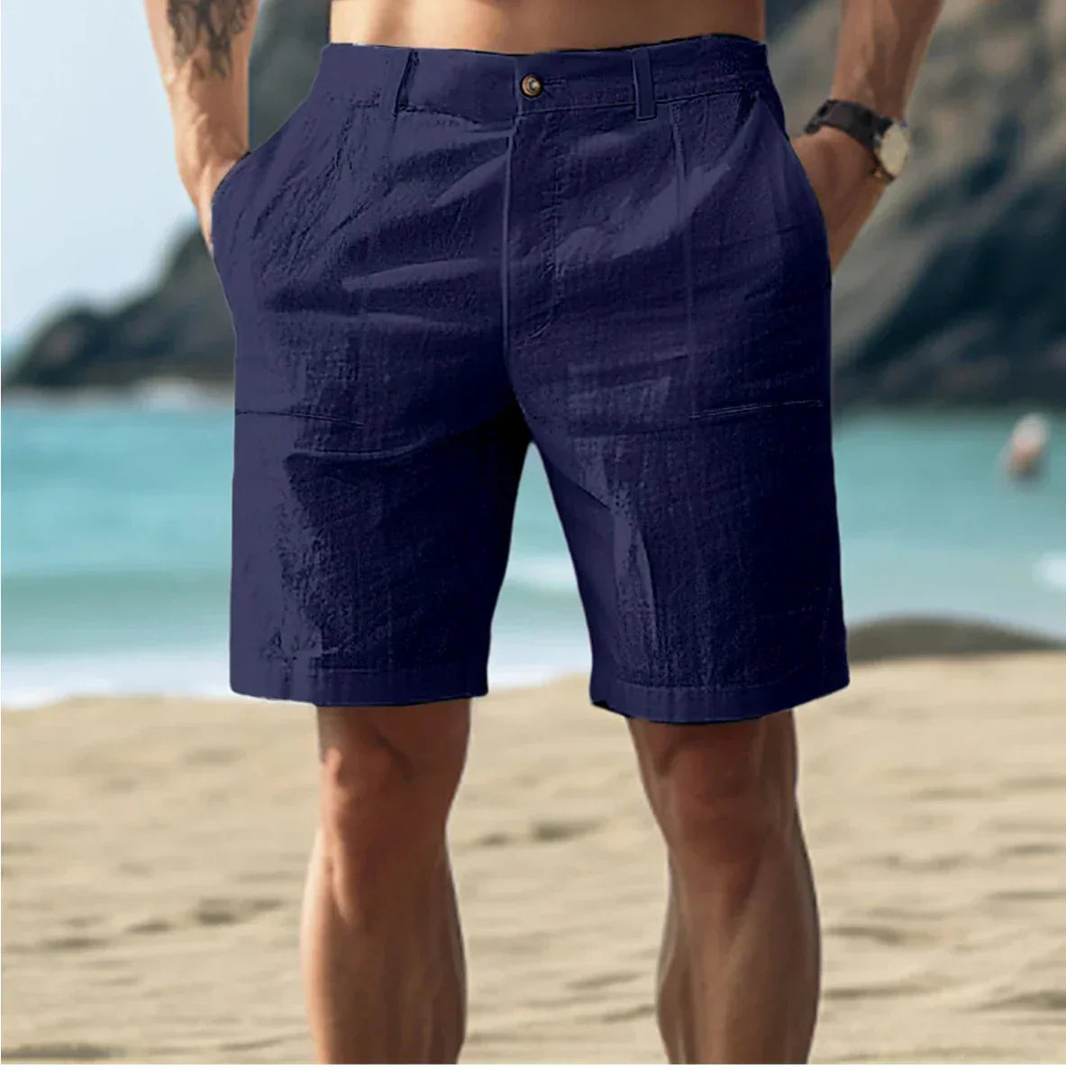Luxe heren linnen shorts voor ontspannen zomerdagen