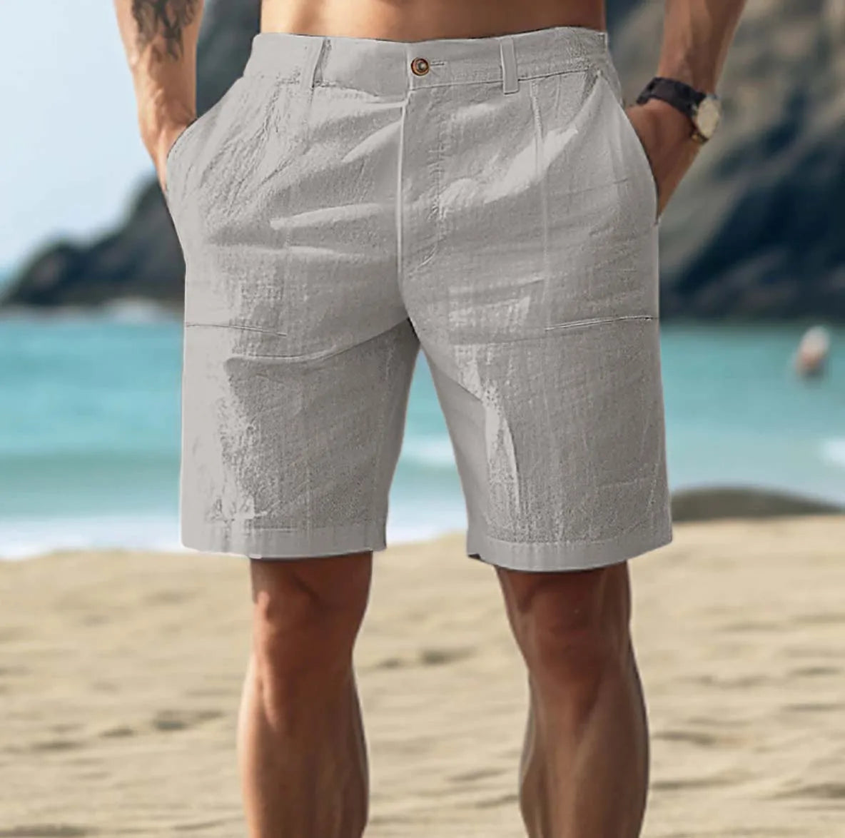 Luxe heren linnen shorts voor ontspannen zomerdagen