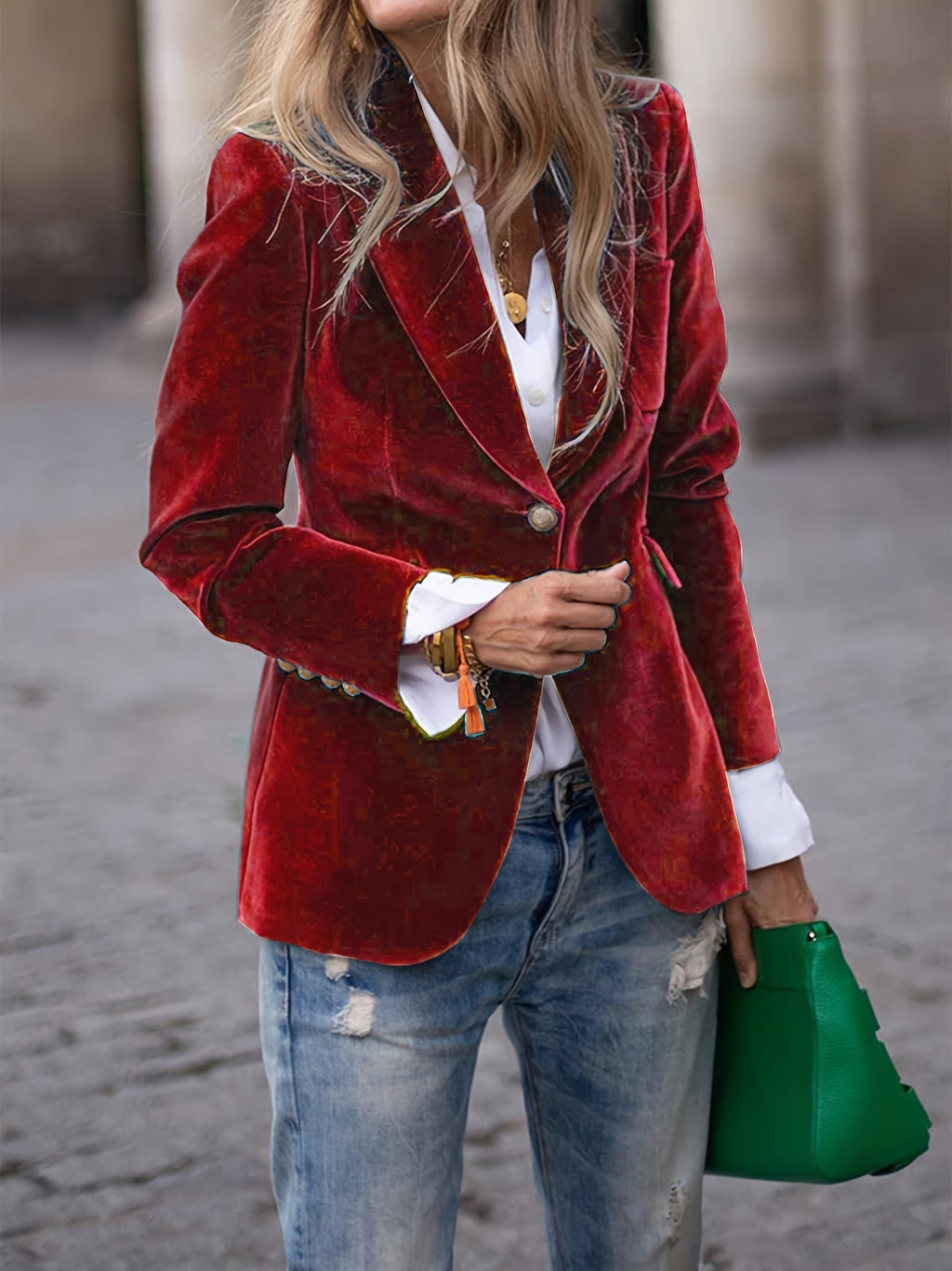Addison - Fluwelen blazer met gouden knoopaccenten Tijdloze luxe met een modern randje 0