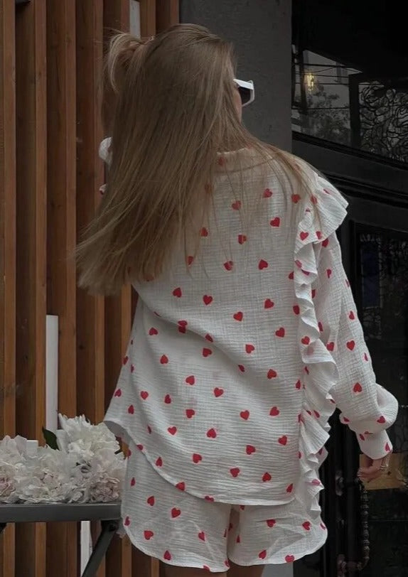 Stijlvolle Tallulah Set met Hartprint van Katoen voor Dames