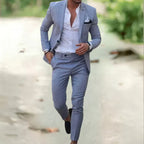 Ademend linnen herenpak - 2-delig slim fit voor zomer, bruiloften en kantoor 1